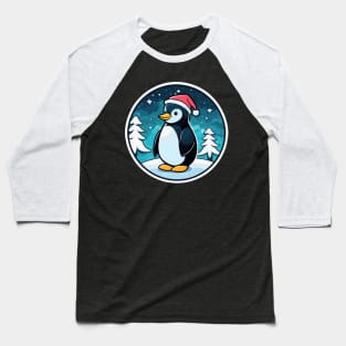 Penguin Christmas Illustration Baseball T-Shirt